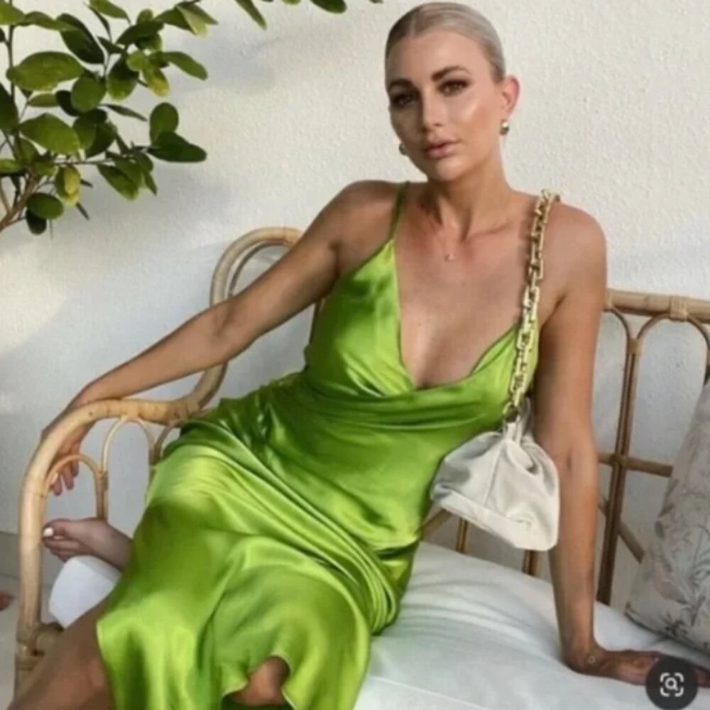 Bloggers favorite Zara draped lingerie satin effect dress